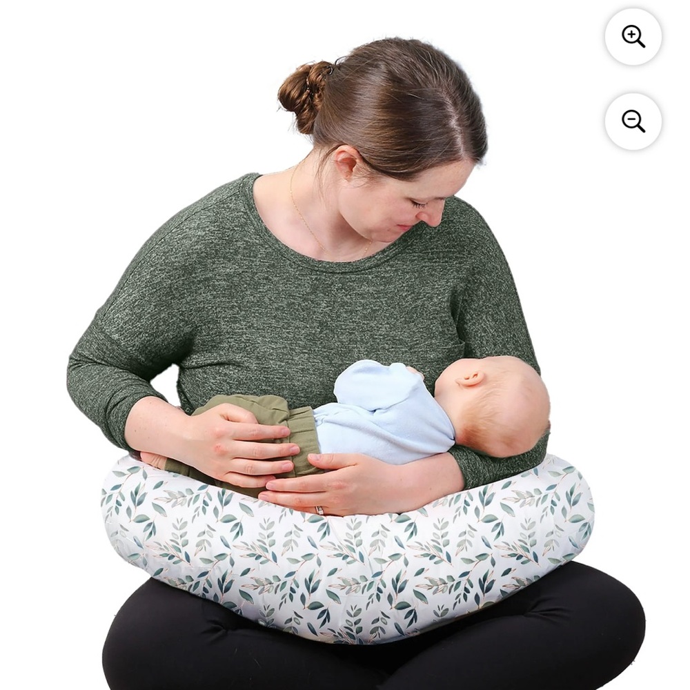 Parent's Choice Nursing Pillow Green Leaf Design Print Nursing Pillow Neutral